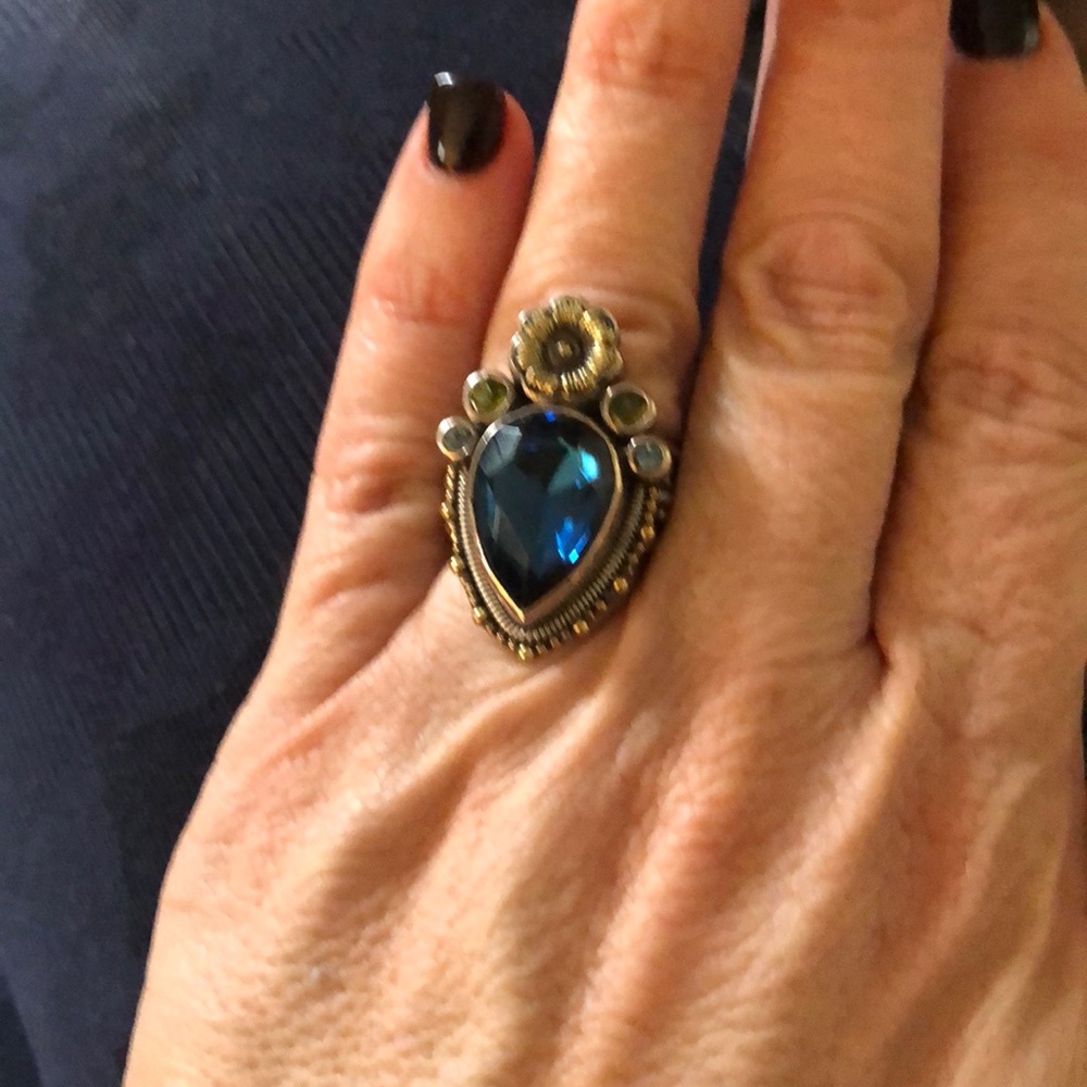 Blue topaz and Peridot Mars and Valentine ring